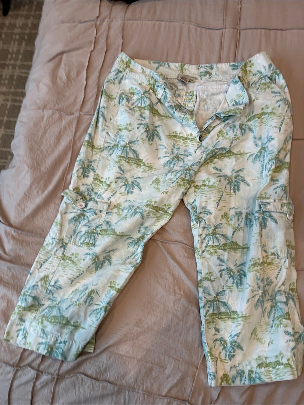 L.L. Bean Women's Tropical Print Capris - Green & Blue